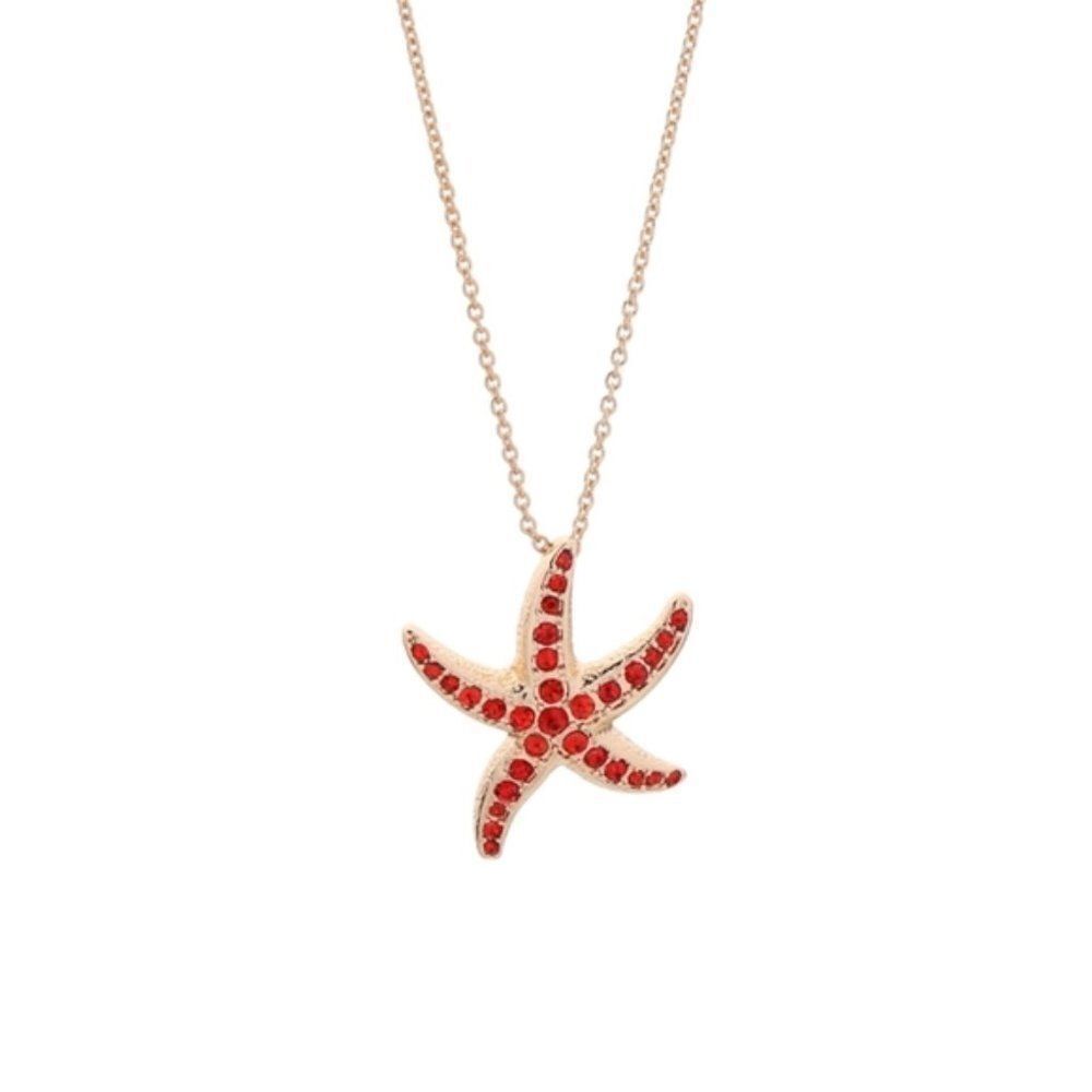 Crystal Starfish Gold Delicate Pendant Necklace